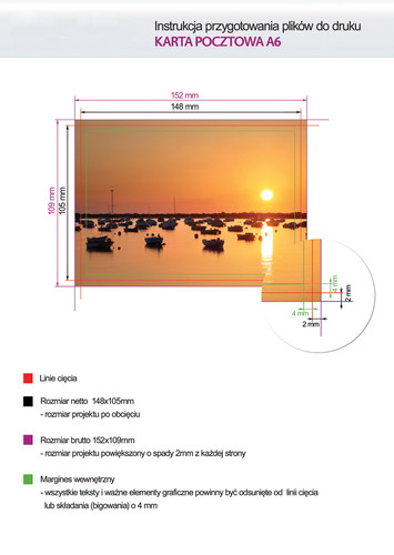 Secyfikacja techniczna druku kart pocztowych A6 - pocztówek